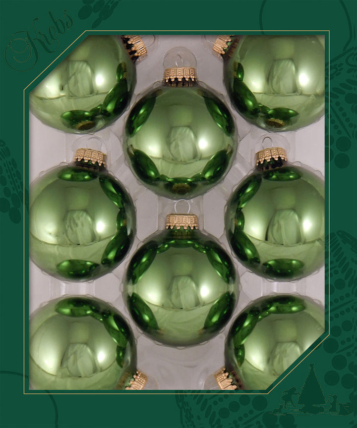 Christmas by Krebs Jungle Green 2.63 in Glass Christmas Tree Ornaments Set of 8 #KBX70060