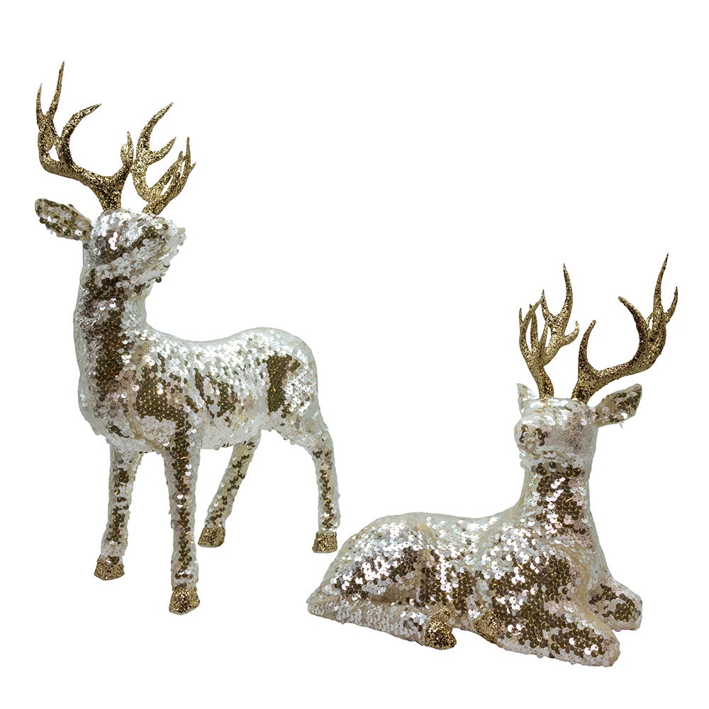 Kurt Adler Gold Standing and Lying Deer Table Pieces C2557