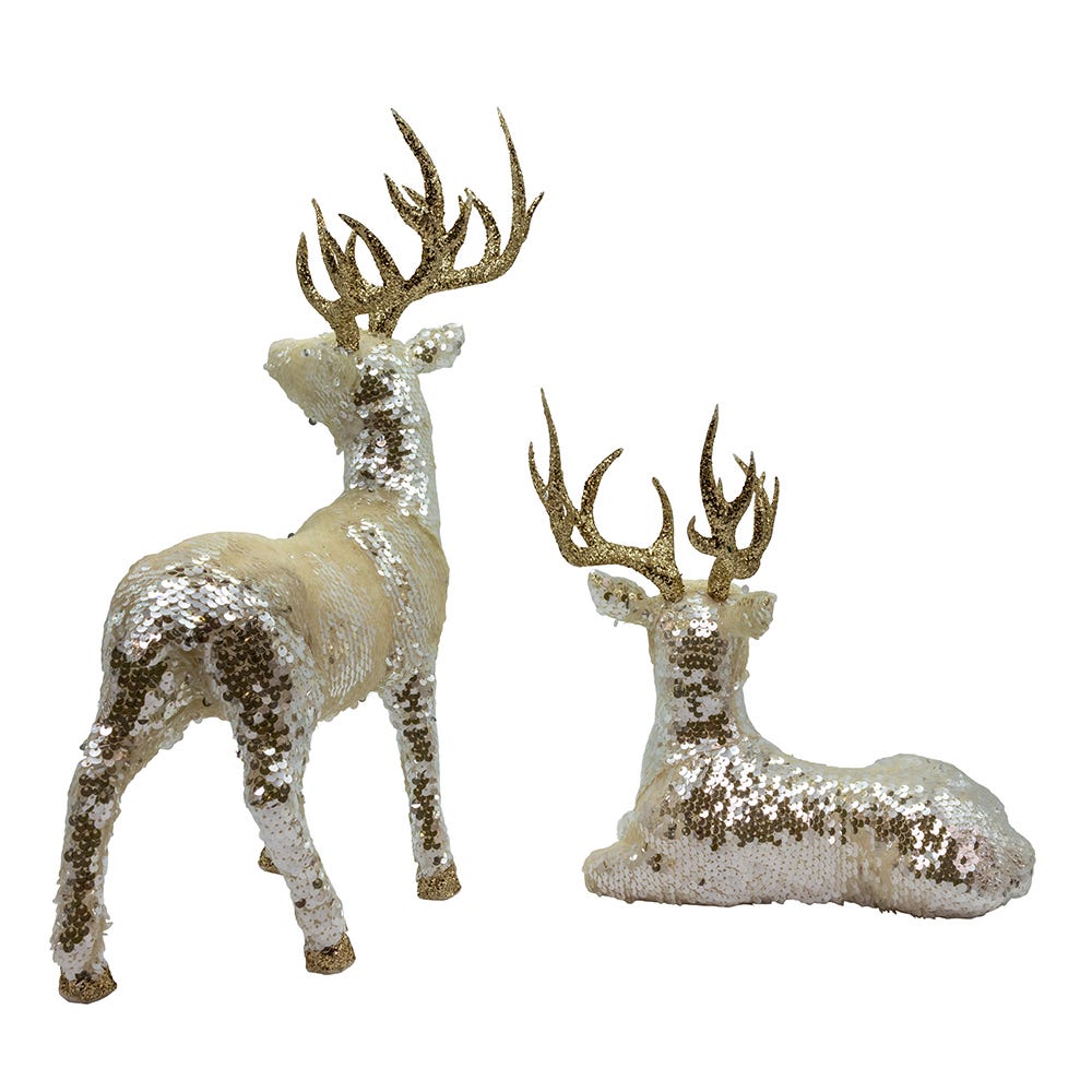 Kurt Adler Gold Standing and Lying Deer Table Pieces