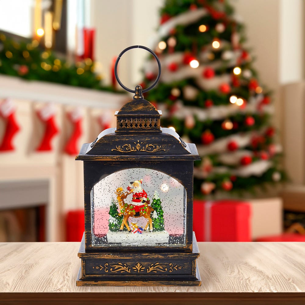 Kurt Adler 9-Inch LED Santa Lantern with Motion