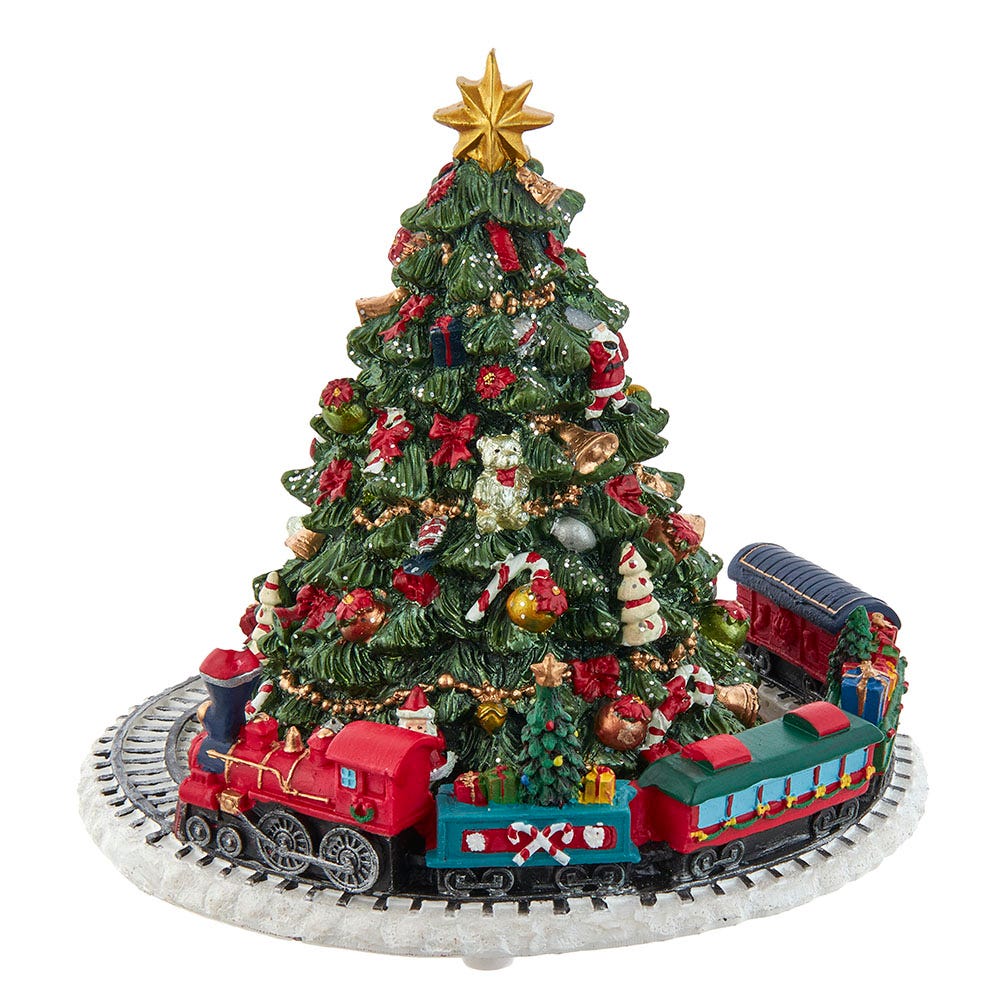 Kurt Adler 6-Inch Christmas Tree with Revolving Train Music Box