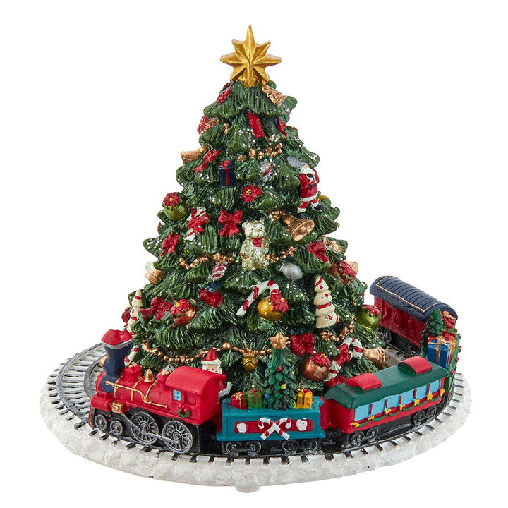 Kurt Adler 6-Inch Christmas Tree with Revolving Train Music Box