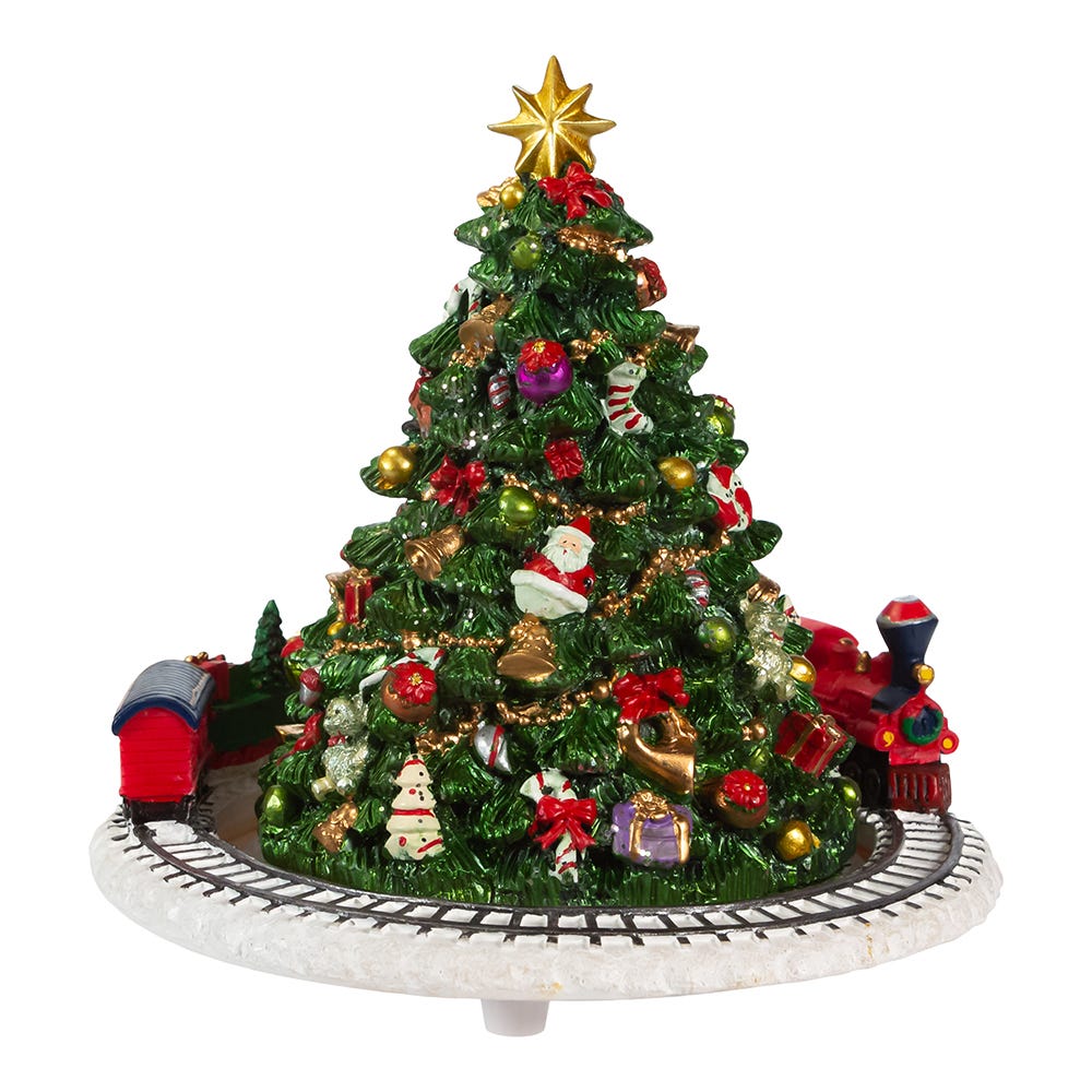 Kurt Adler 6-Inch Christmas Tree with Revolving Train Music Box