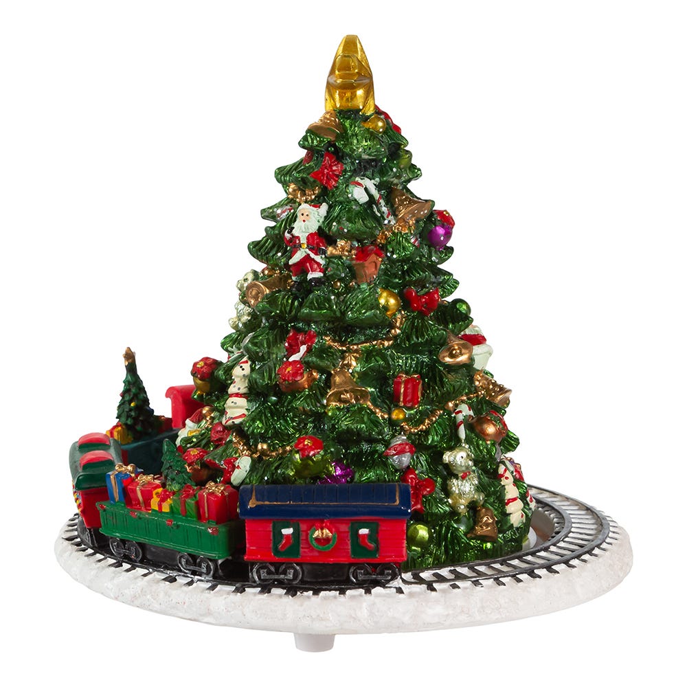 Kurt Adler 6-Inch Christmas Tree with Revolving Train Music Box