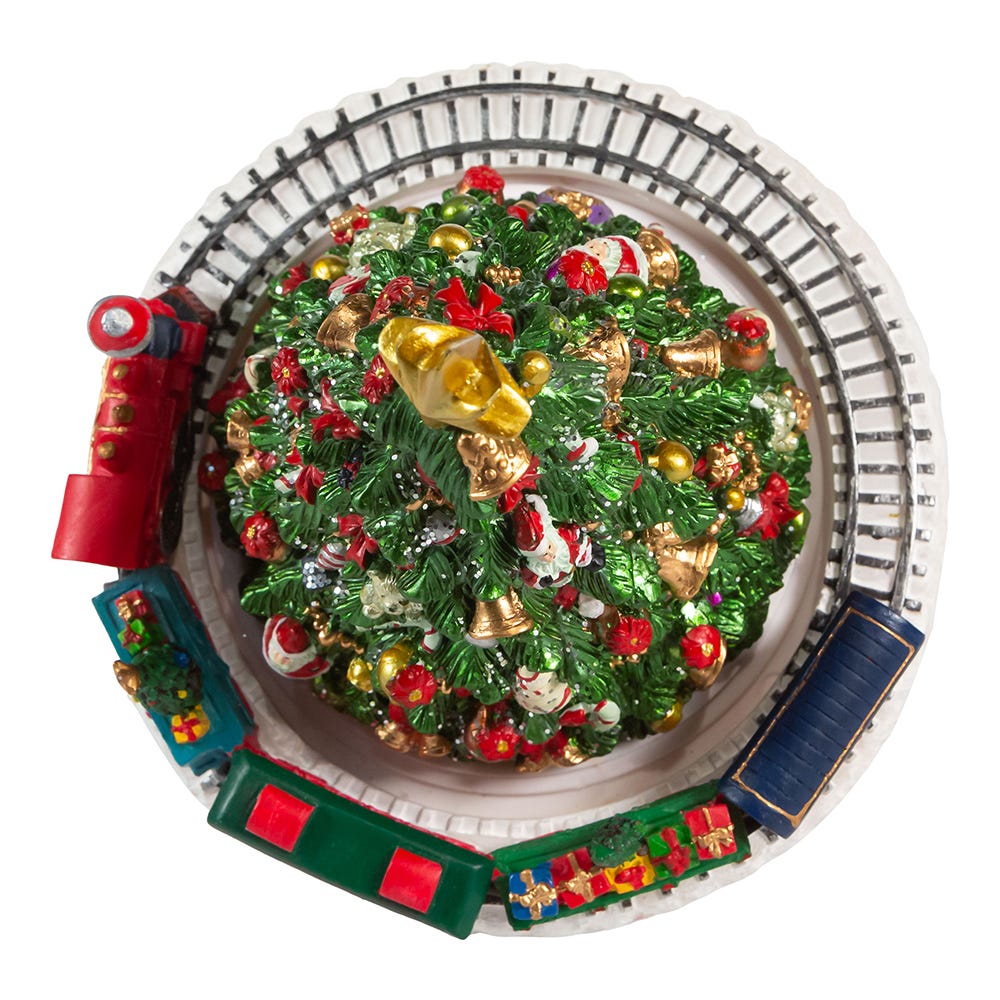Kurt Adler 6-Inch Christmas Tree with Revolving Train Music Box