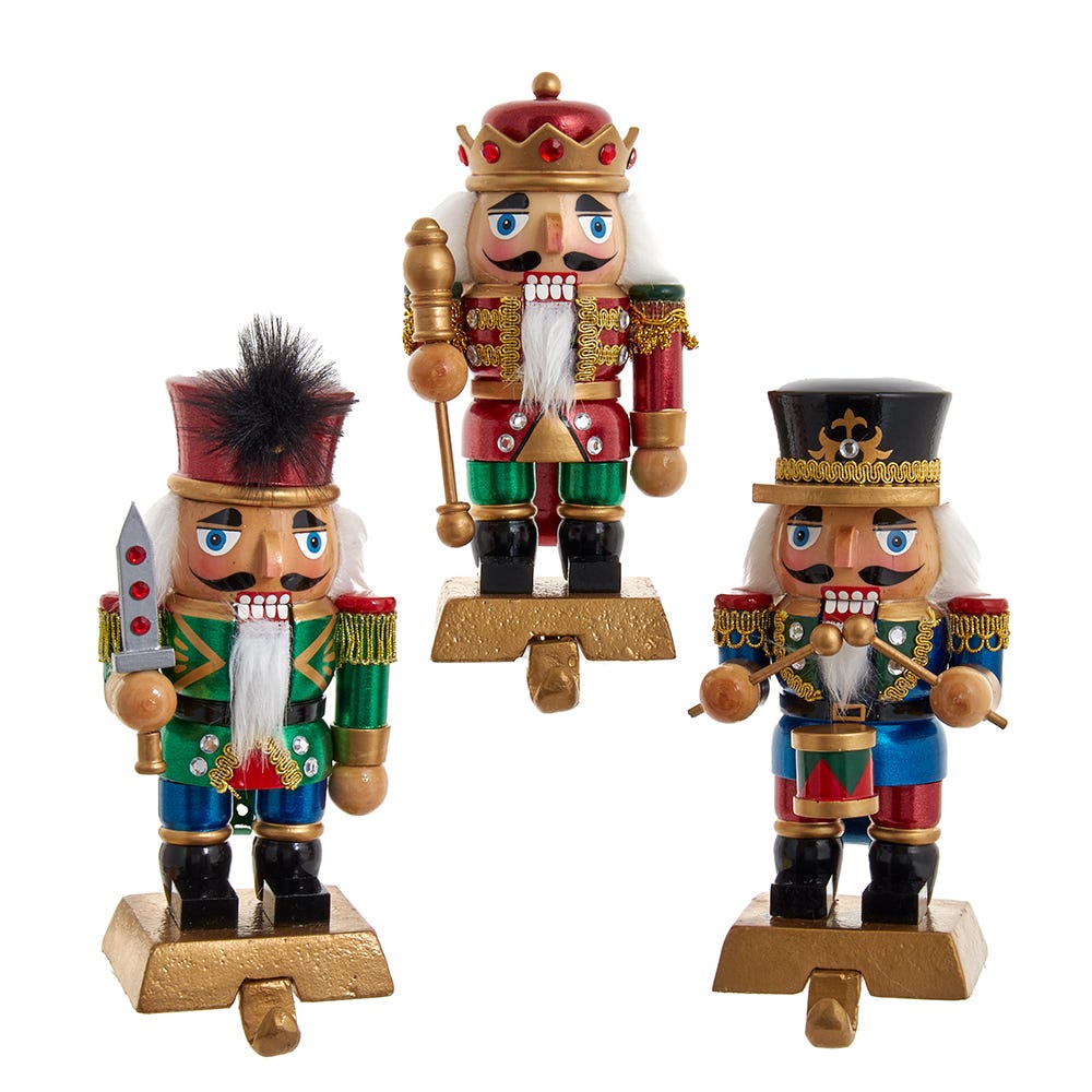 7.5" Nutcracker Stocking Holder, 3 Assorted #C5969