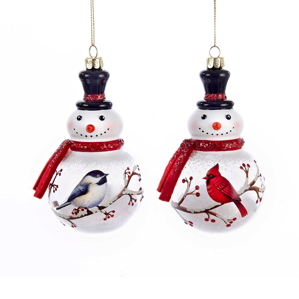 5" Snowman Cardinal/Chickadee Ornament, 2 Assorted #C6315