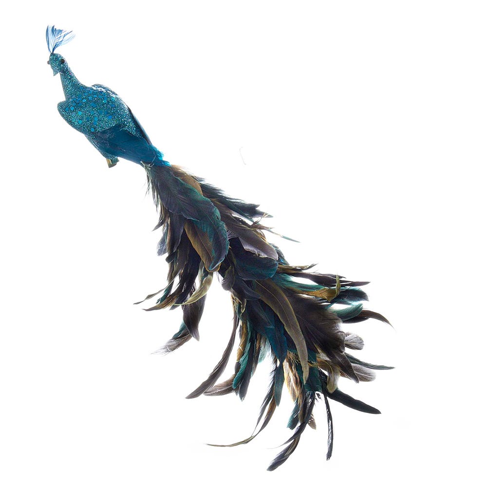 18" Feather Peacock with Clip Ornament #C7054