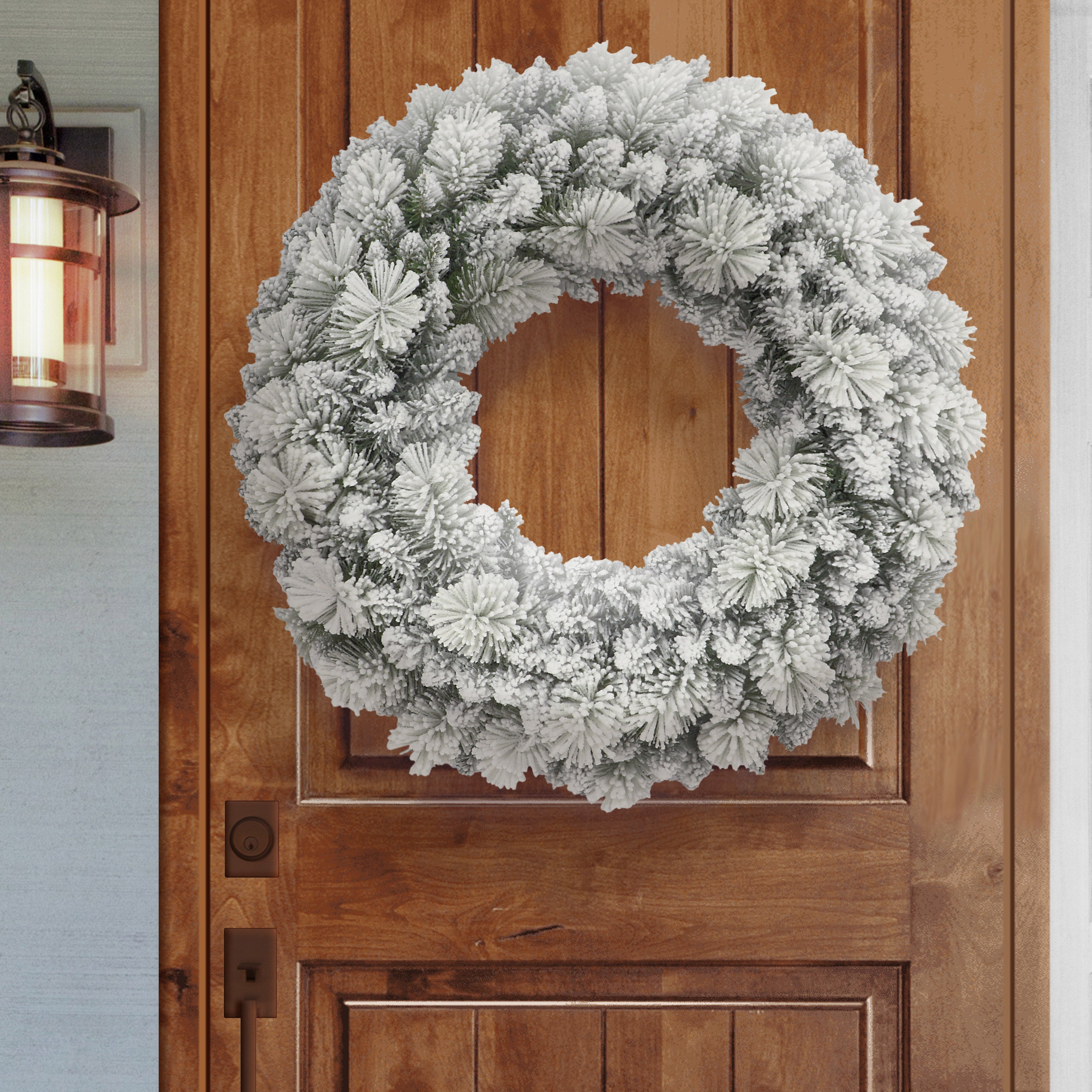 32" Flocked Spruce Wreath