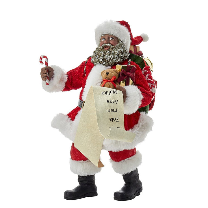 Kurt Adler 10.5-Inch Fabriché Black Santa with List and Candy Cane