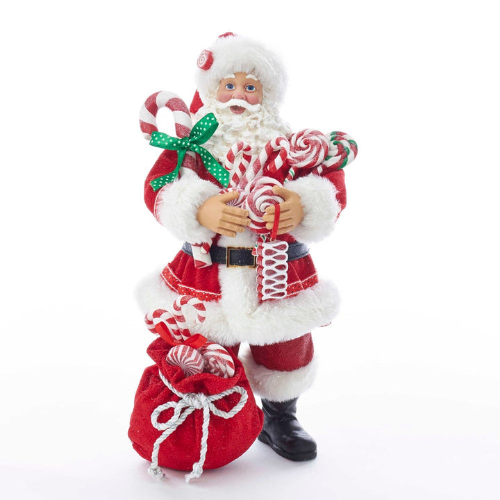 Kurt Adler 10.5-Inch Fabriché Santa With Christmas Candy and Bag