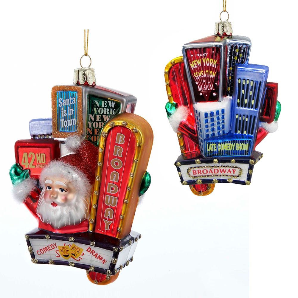 5" Broadway Santa Glass Ornament #C7500