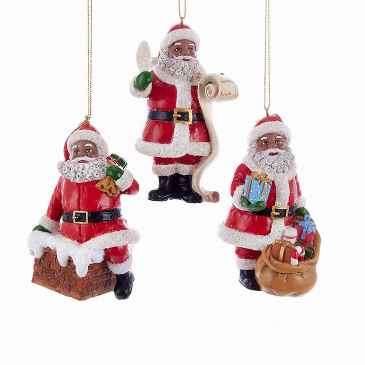 4.5" Black Santa Ornament, 3 Assorted #C7606