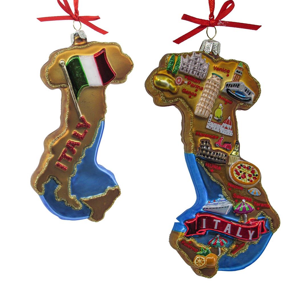 5.5" Glass Italy Map Ornament #C7752