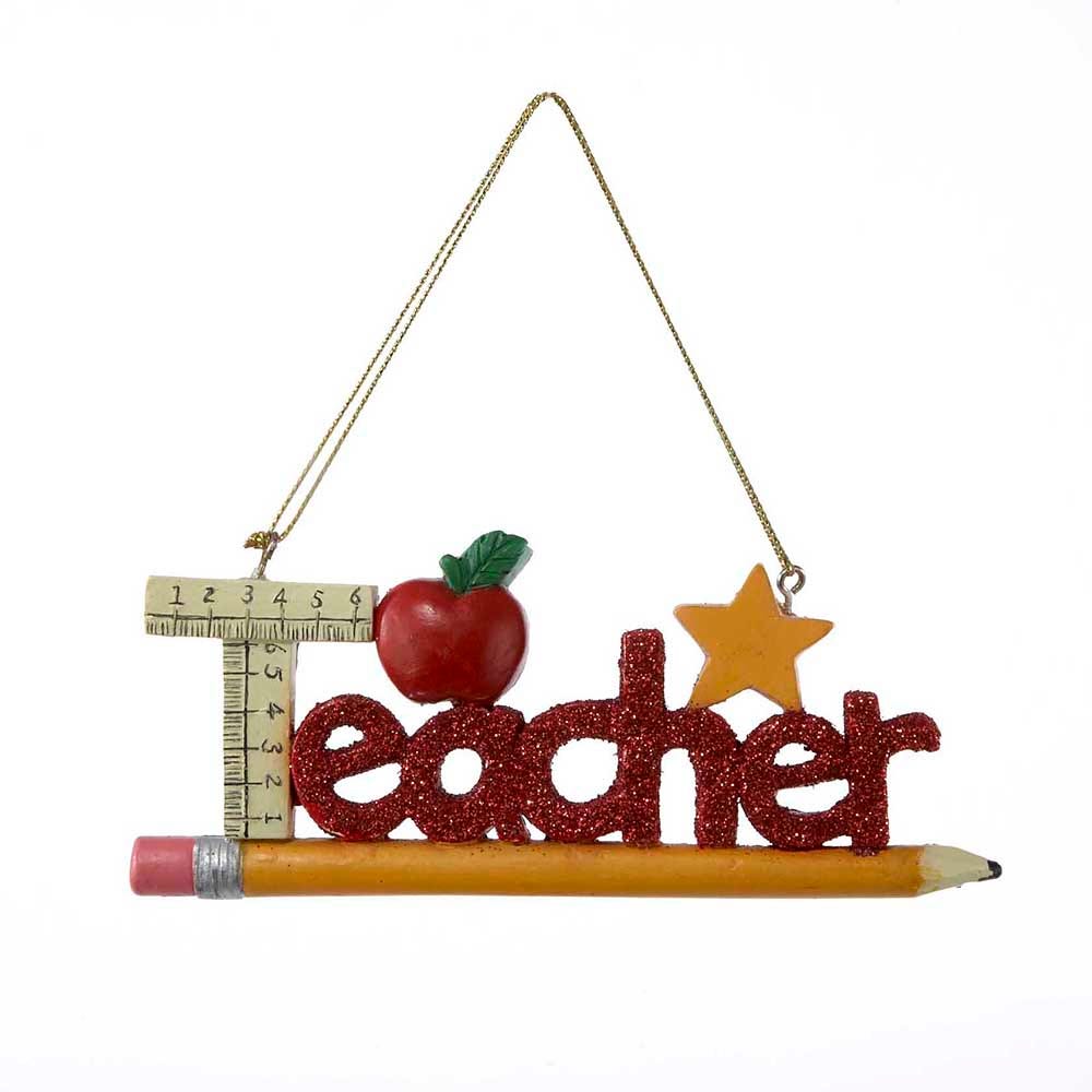 5" "Teacher" Wording Ornament - Free Personlization #C8503