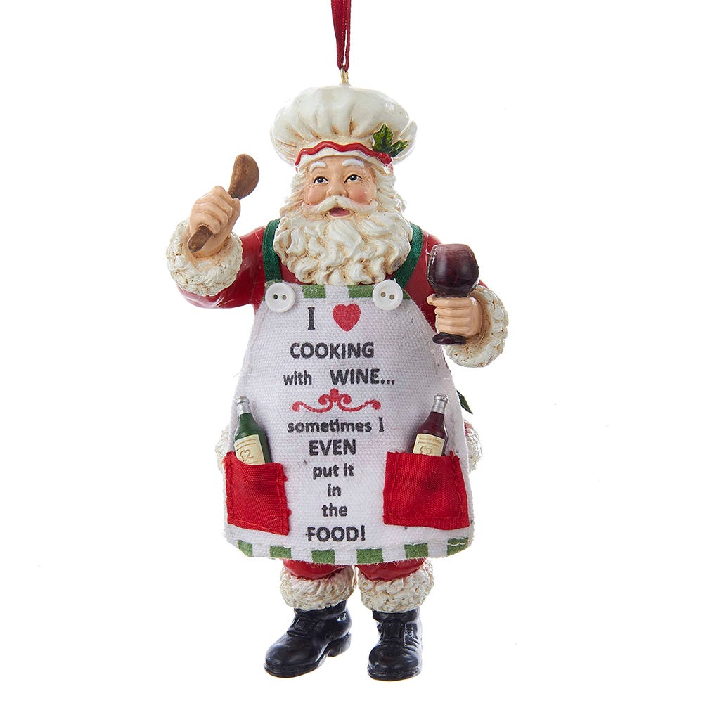5" Chef Santa with Wine Ornament C8996