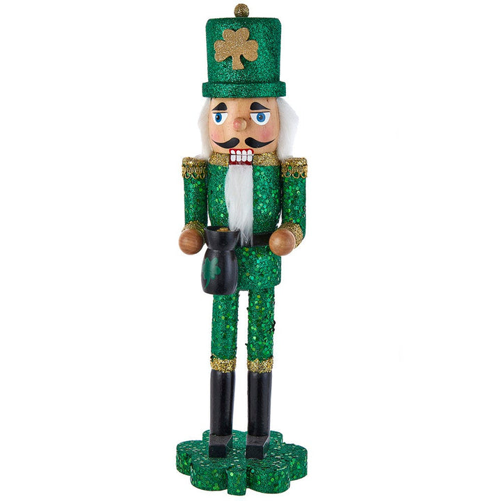 Kurt Adler 15-Inch Wooden Irish Nutcracker on Shamrock Base