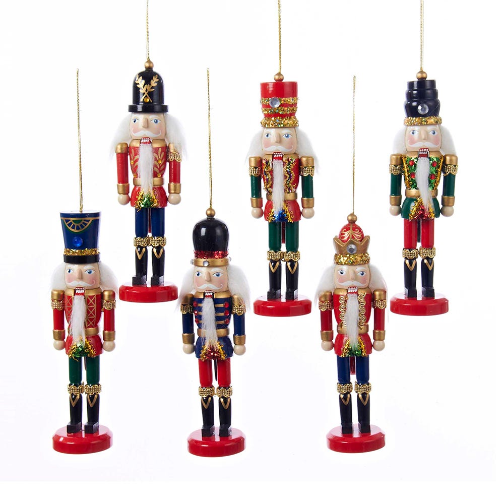6" Wooden Nutcracker Ornament, 6 Assorted C9956