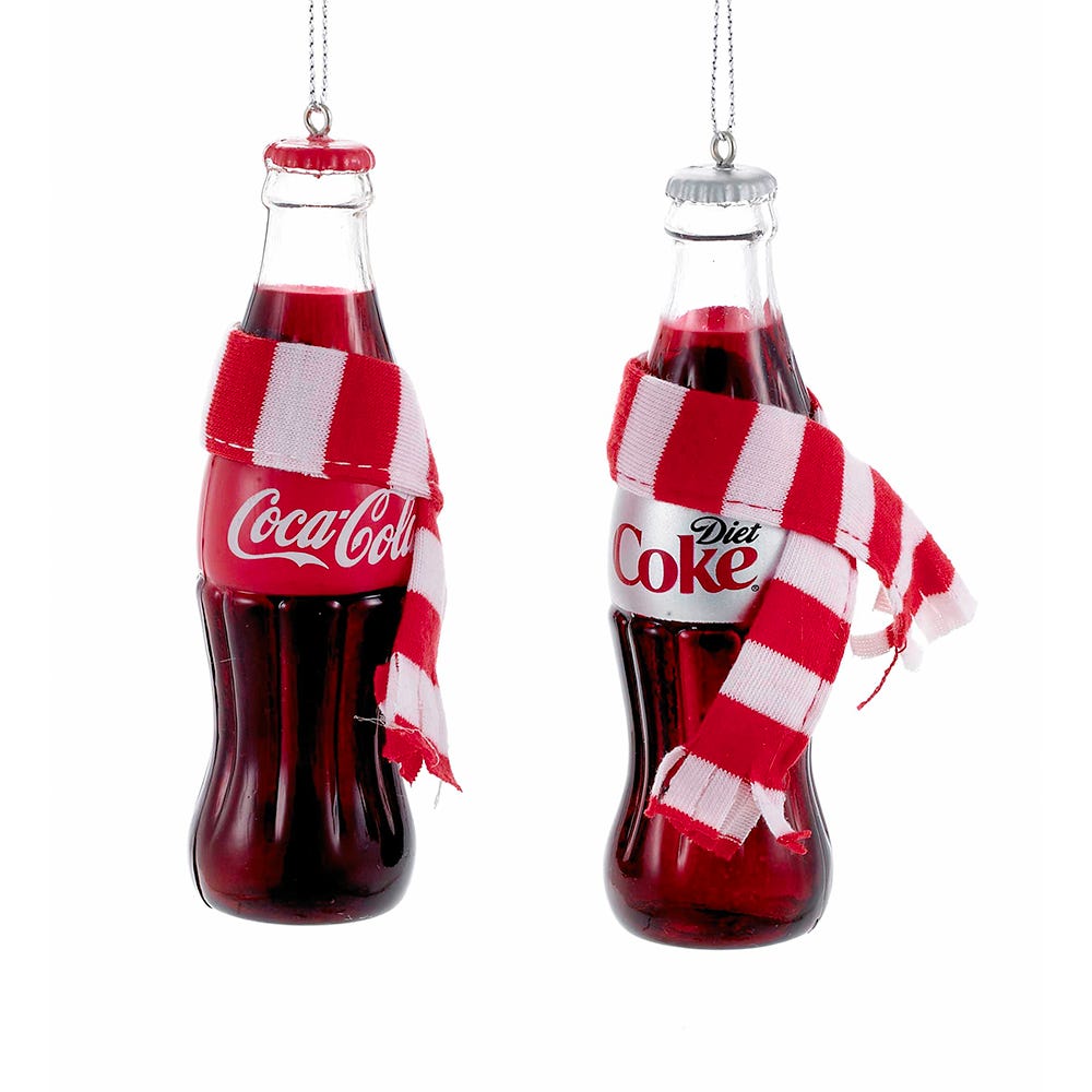 4.75" Coke Bottle with Scarf Ornament, 2 Assorted CC1121