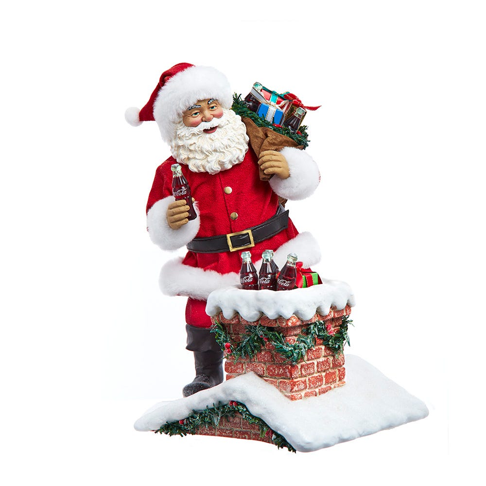 Kurt Adler 10.5-Inch Coca-Cola Santa in Chimney Christmas Tablepiece CC5251