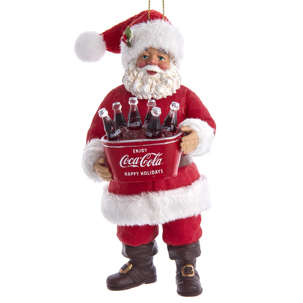 5" Fabriche Coca-Cola Santa with Bucket Ornament CC9234