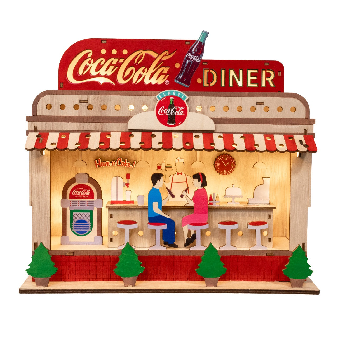 Kurt Adler 10.5" Coca-Cola Battery Operated Light-Up Diner #CC9264