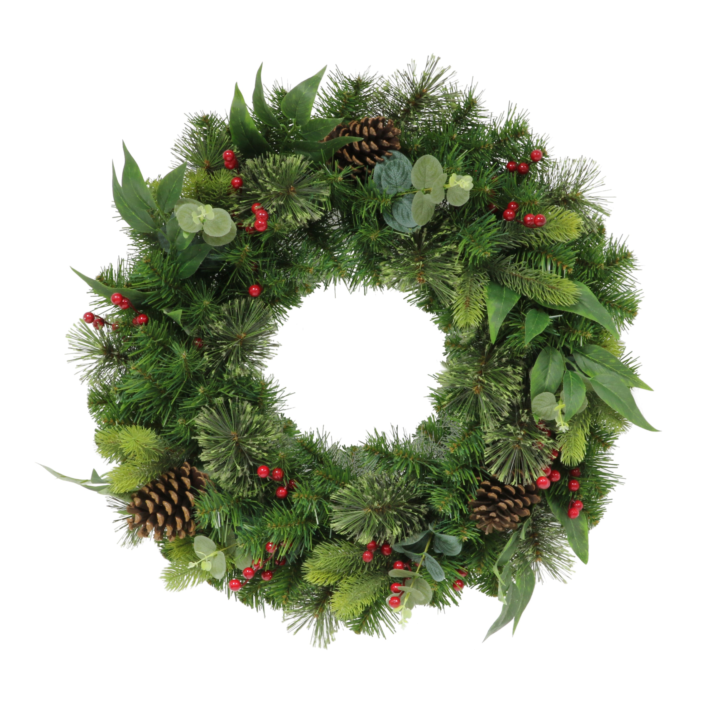 24" Decorated Christmas Wreath with 120 Tips, Green 1753A-W24