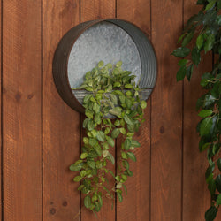 15.7 in. Round Galvanized Metal Hanging Wall Planter
