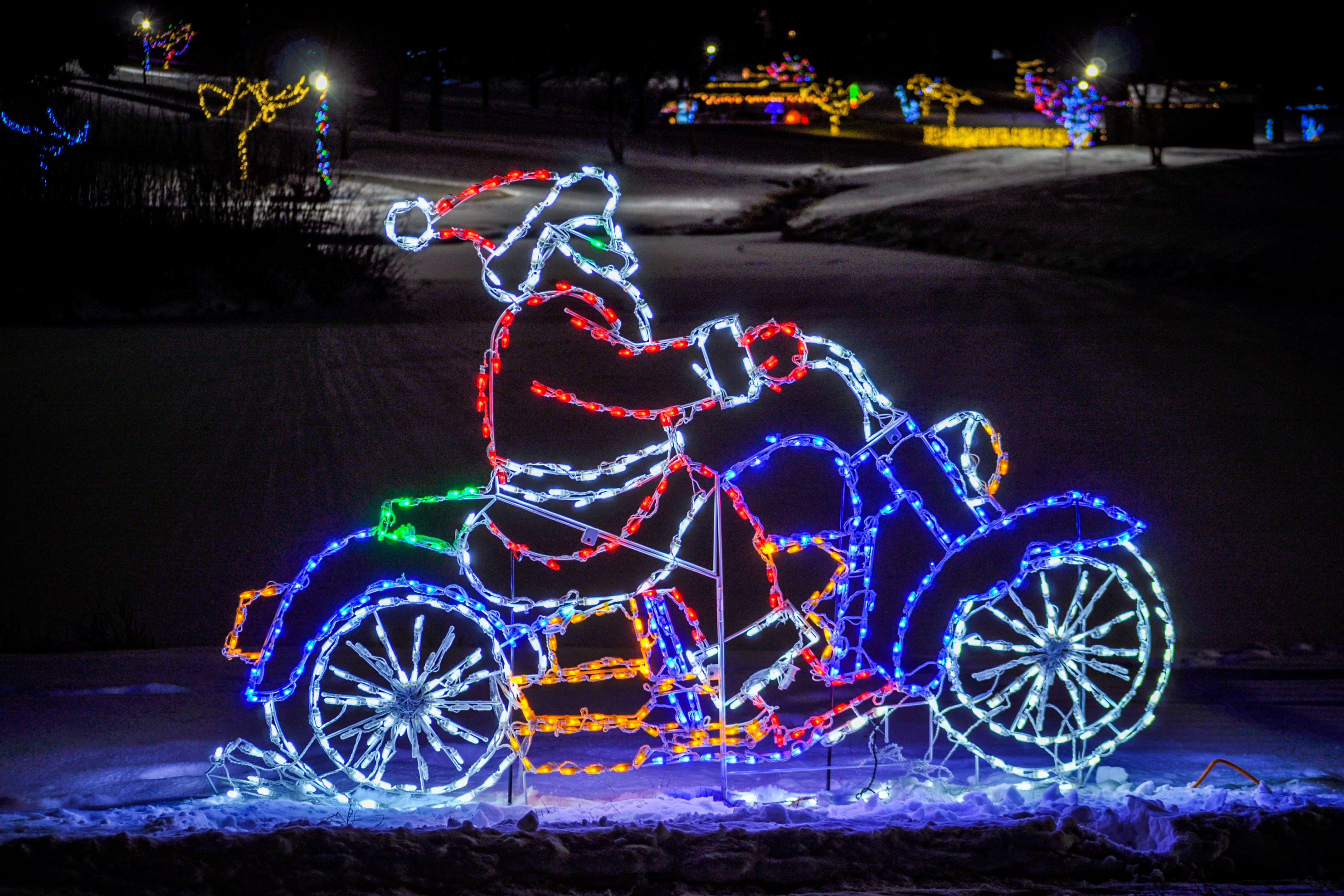 Brite Ideas 59" Santa Riding Motorcycle Animated LED Display MTC80