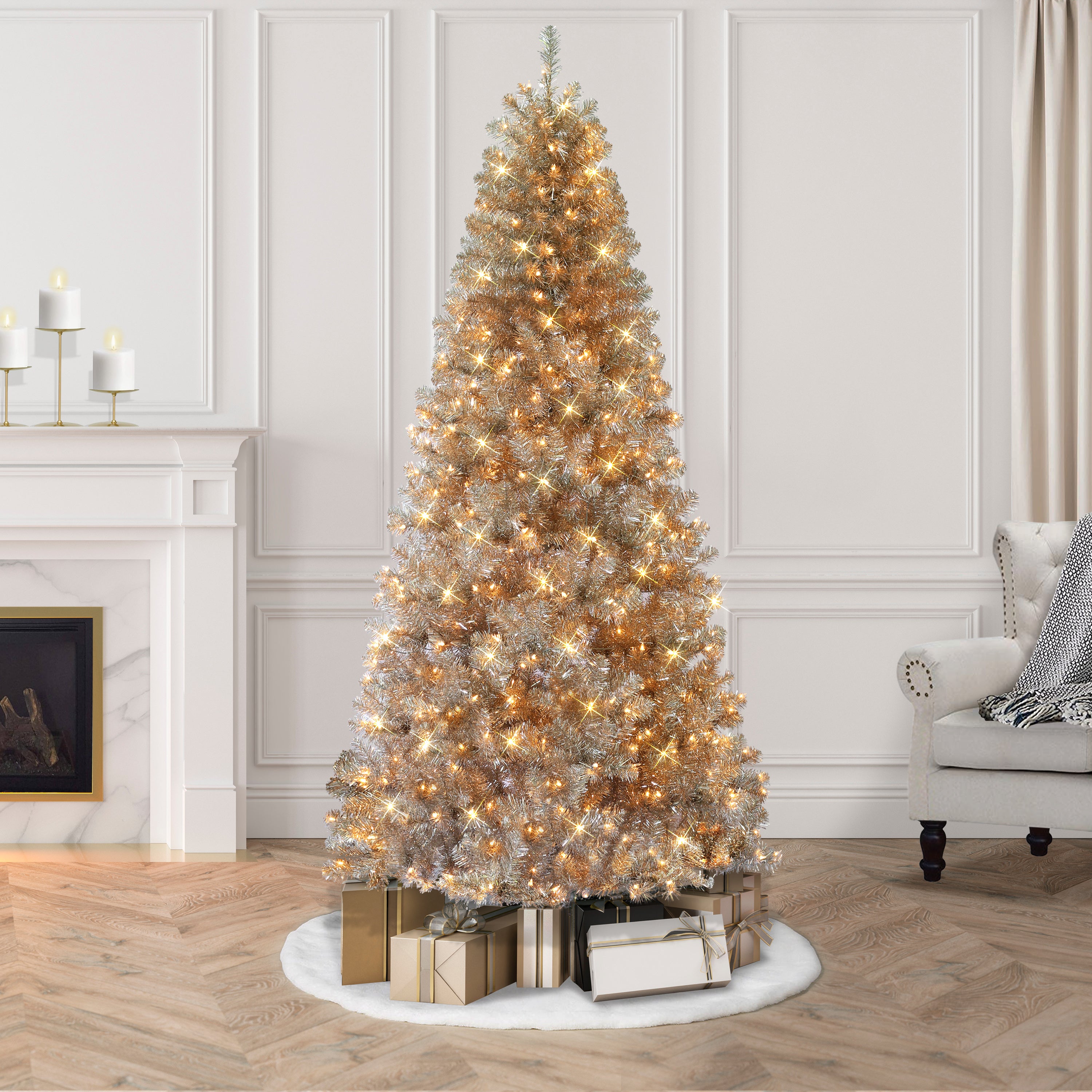 7.5ft Pre-lit Rose Gold Christmas Tree