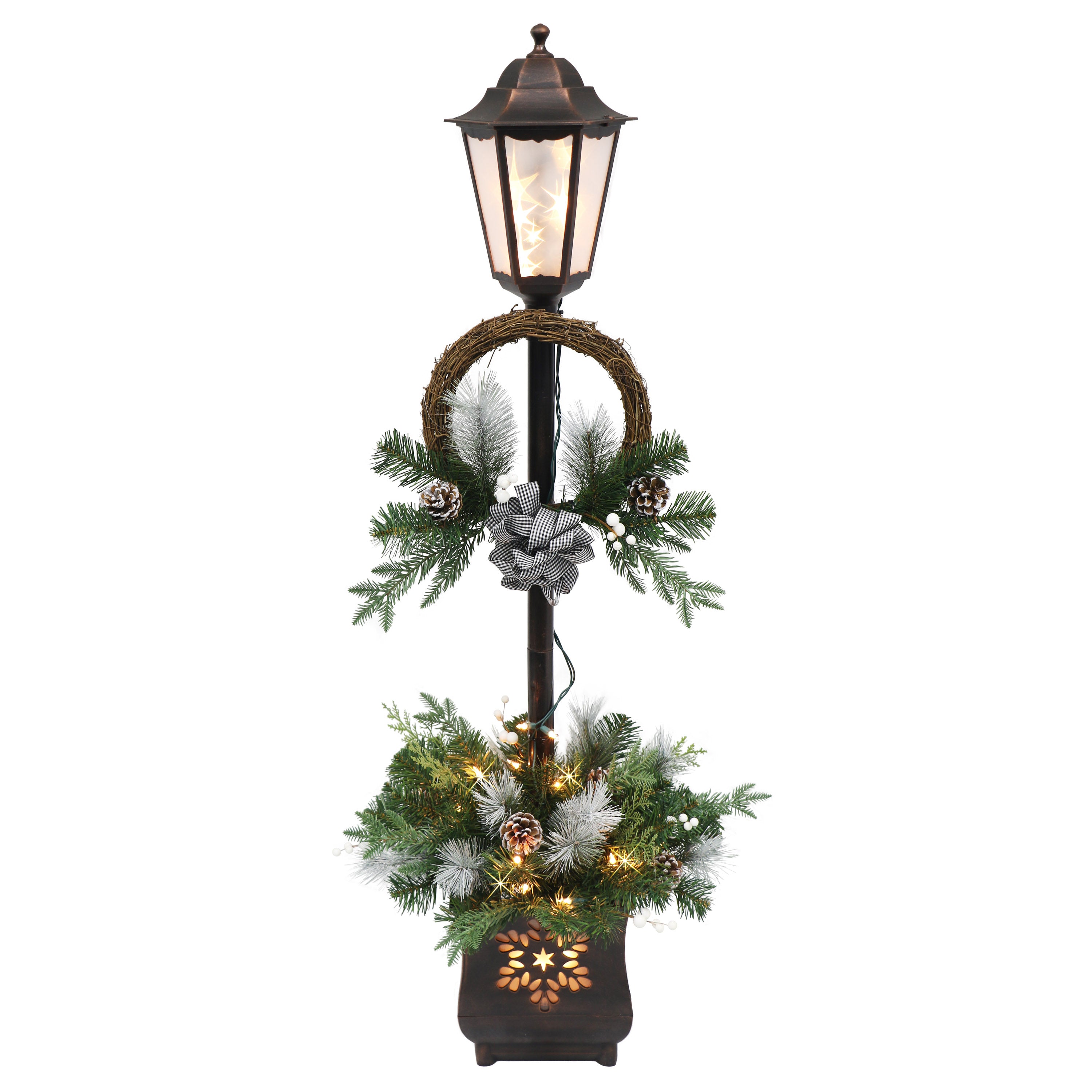4 ft Pre-Lit Christmas Lamp Post with 35 UL Clear Lights Decorative Base LP7010A40C035-1