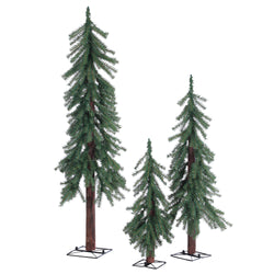 Sterling Unlit Rustic Alpine Trees Set of 3