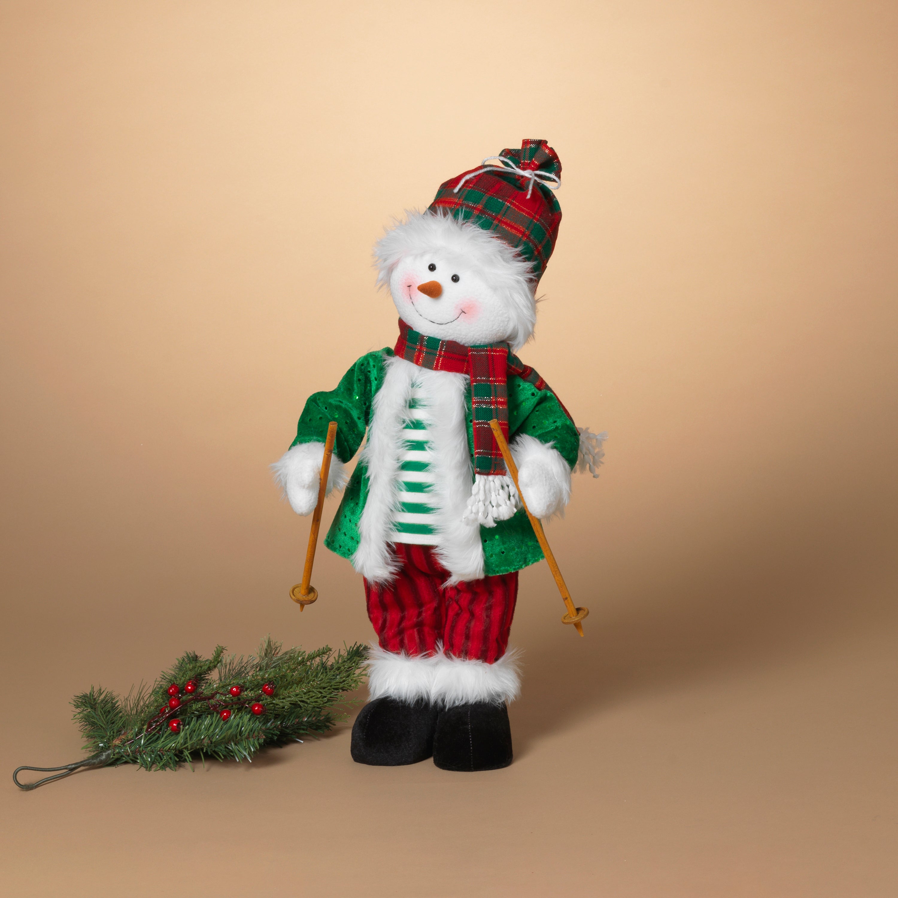 Polished 20 in H USB Electric Animated Fabric Skiing Snowman 2745500EC