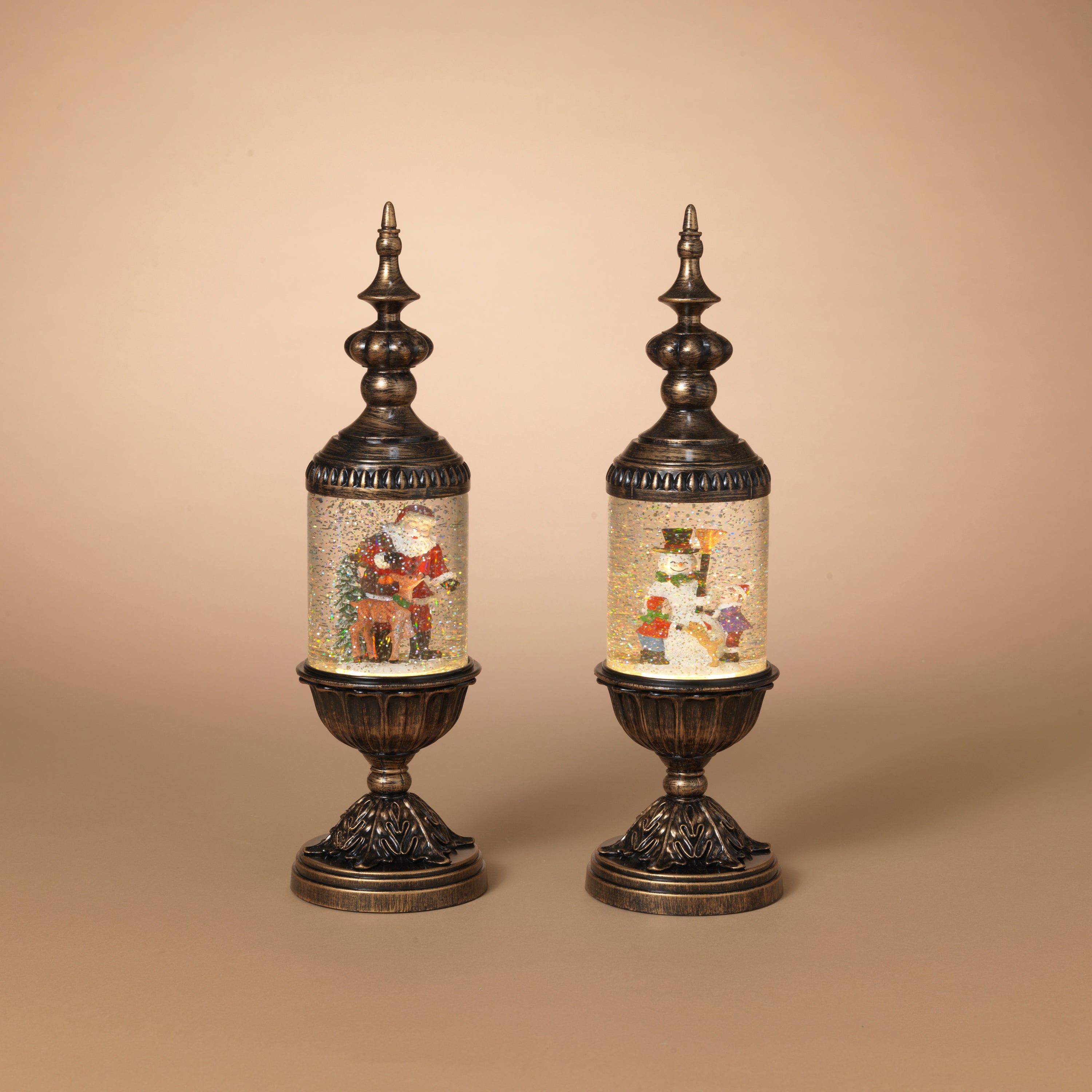 Cozy 15 in H Battery Operated Lighted Holiday Spinning Water Globe Lantern, Set of 2 2731270EC