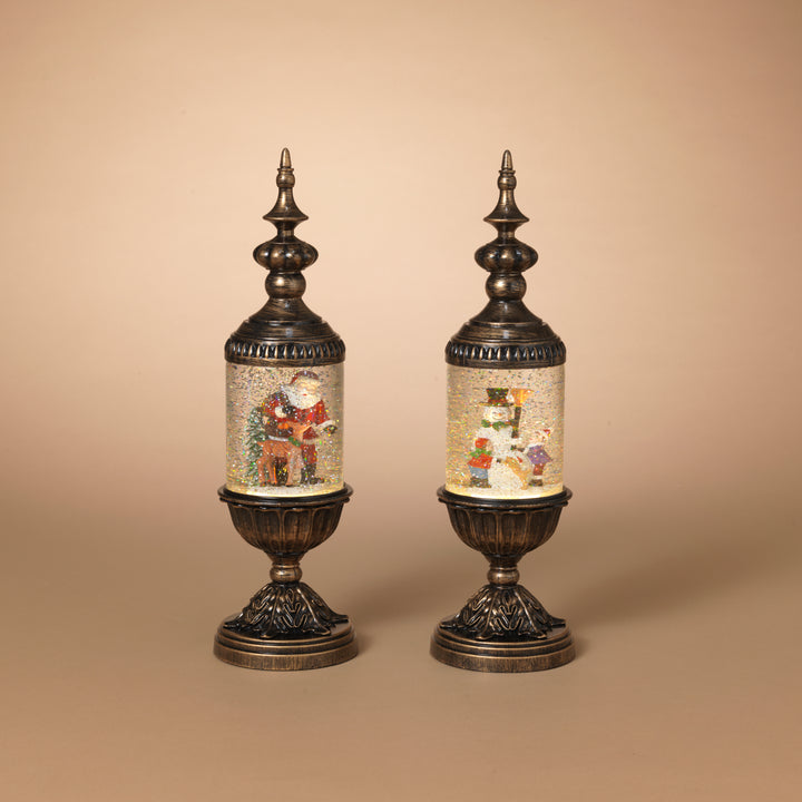 Cozy 15 in H Battery Operated Lighted Holiday Spinning Water Globe Lantern, Set of 2 2731270EC