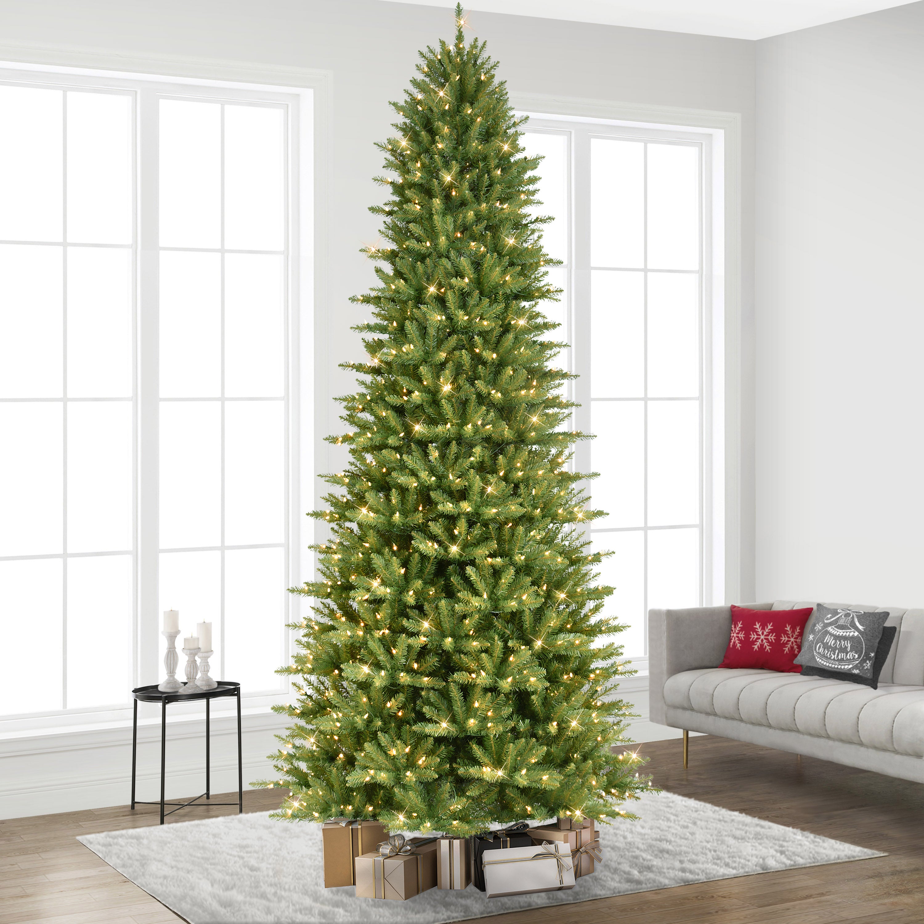 12ft Pre-Lit Slim Fraser Fir Christmas Tree