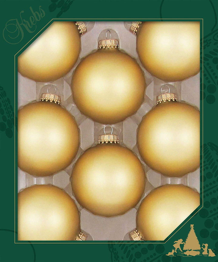 Christmas by Krebs Chiffon Gold 2.63 in Glass Christmas Tree Ornaments Set of 8 #KBX70202