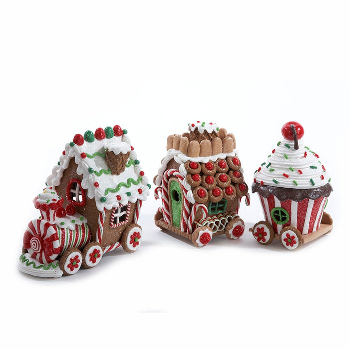 Kurt Adler 4.3-Inch Claydough 3D LED Gingerbread Train Set of 3 Pieces