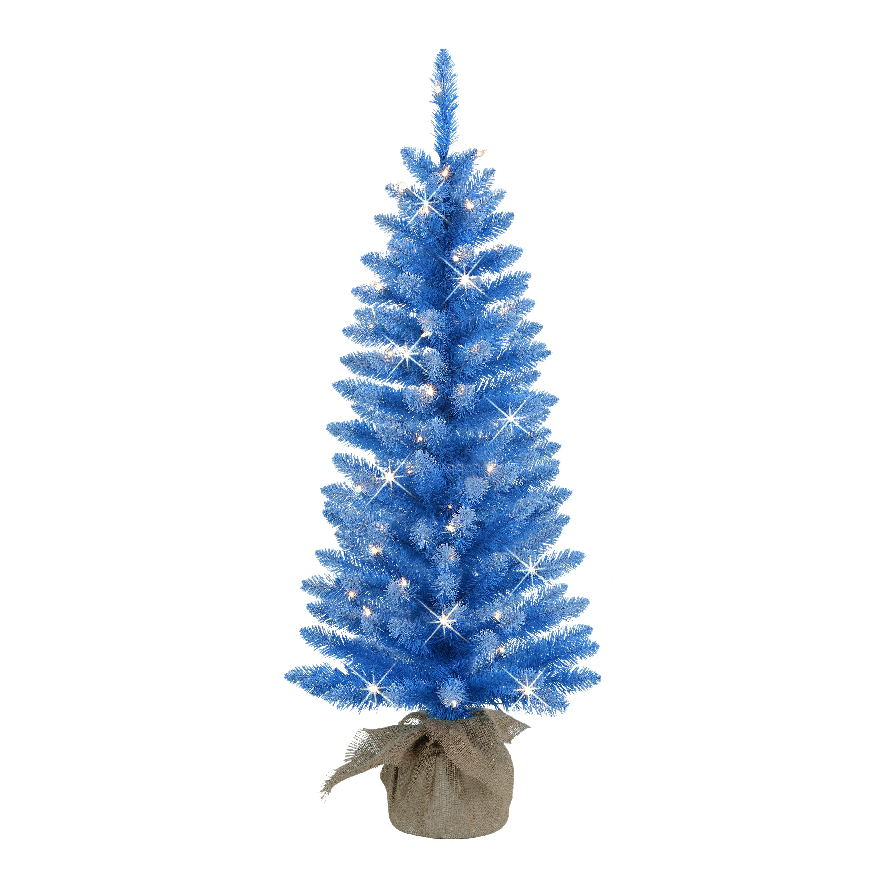 4 ft Pre-Lit Blue Artificial Tree in Burlap Sac ST9612A-40C07-BL