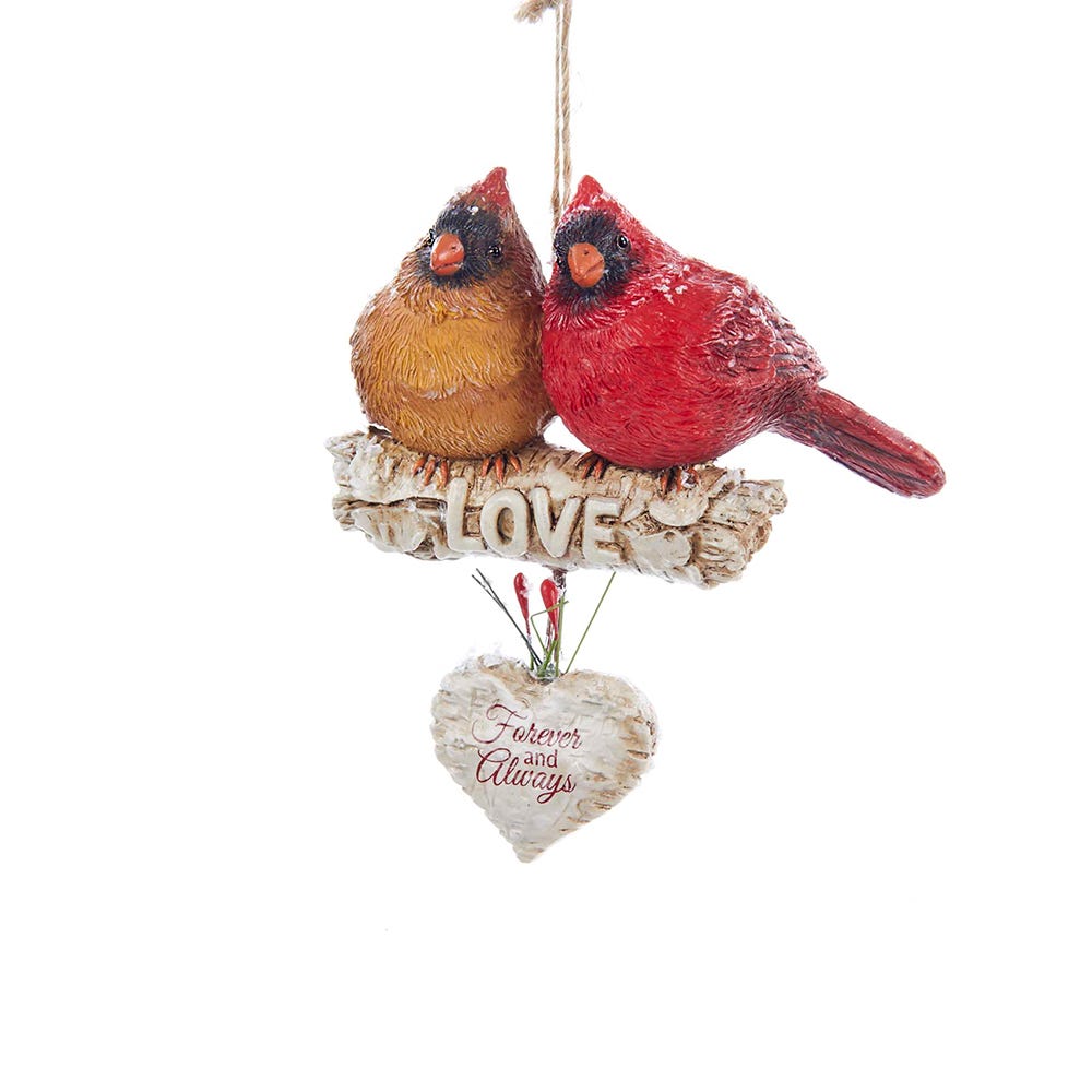 4.5" Cardinals on Birch Branch Ornament D1784