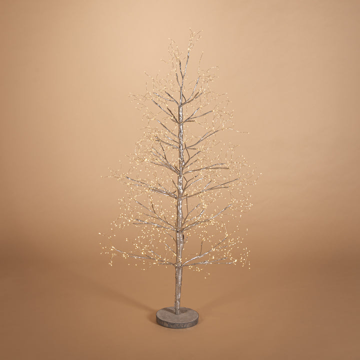 Alpine 4'H Electric UL Matte Silver Lighted Tree with 1350 Warm White Micro LED Lights 2740540EC