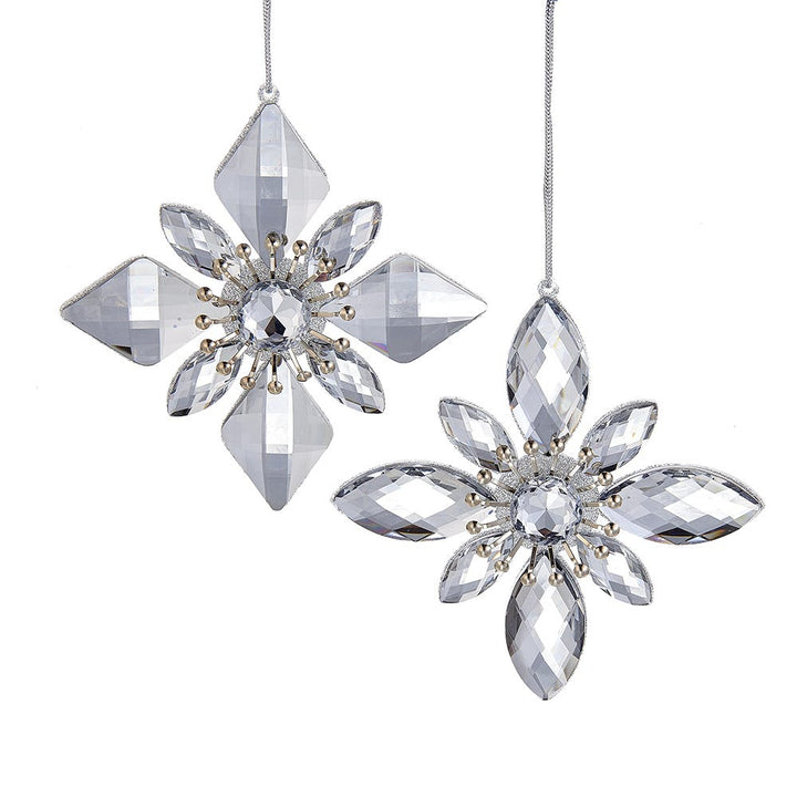 5.3" Silver Jewel Snowflake Ornament, 2 Assorted #D2772