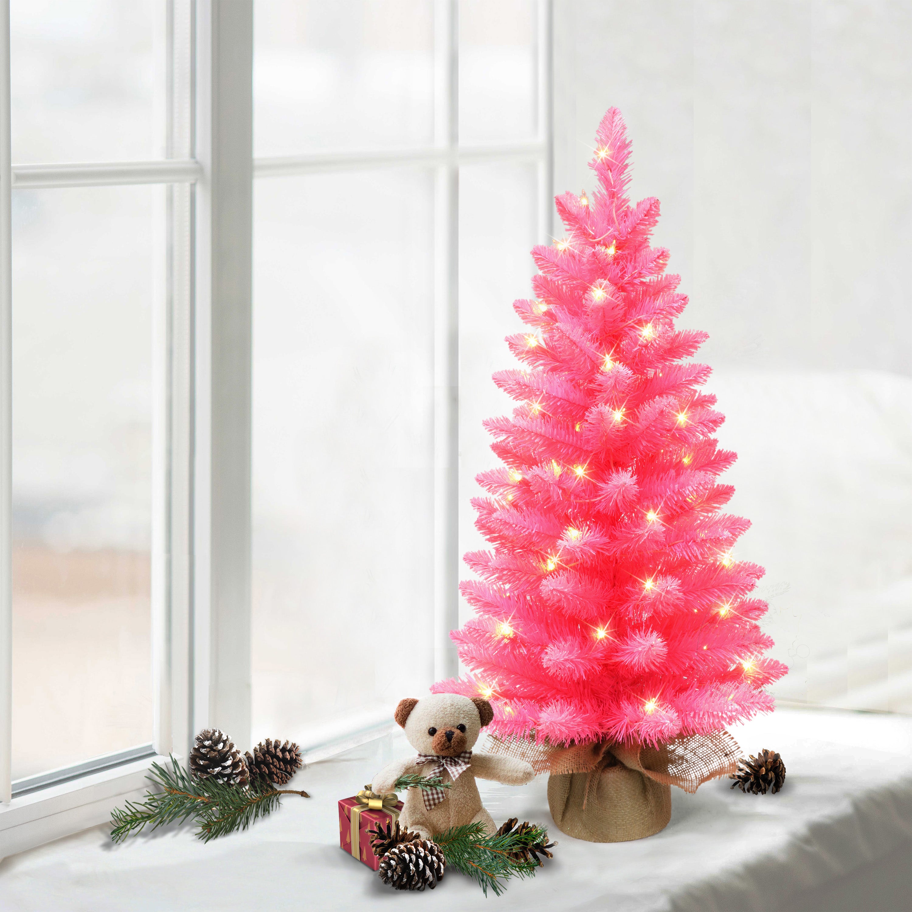 3ft Pre-lit Fashion Pink Christmas Tree