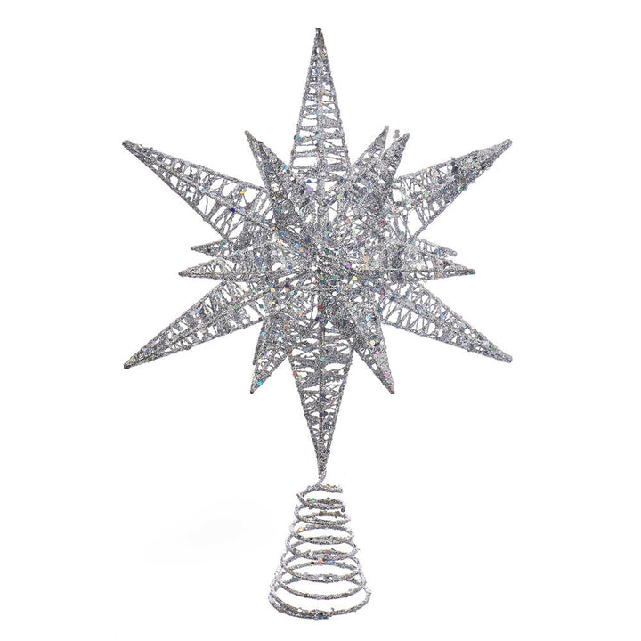 Kurt Adler 15.5-Inch Silver Glitter Wire 3D Star Treetop