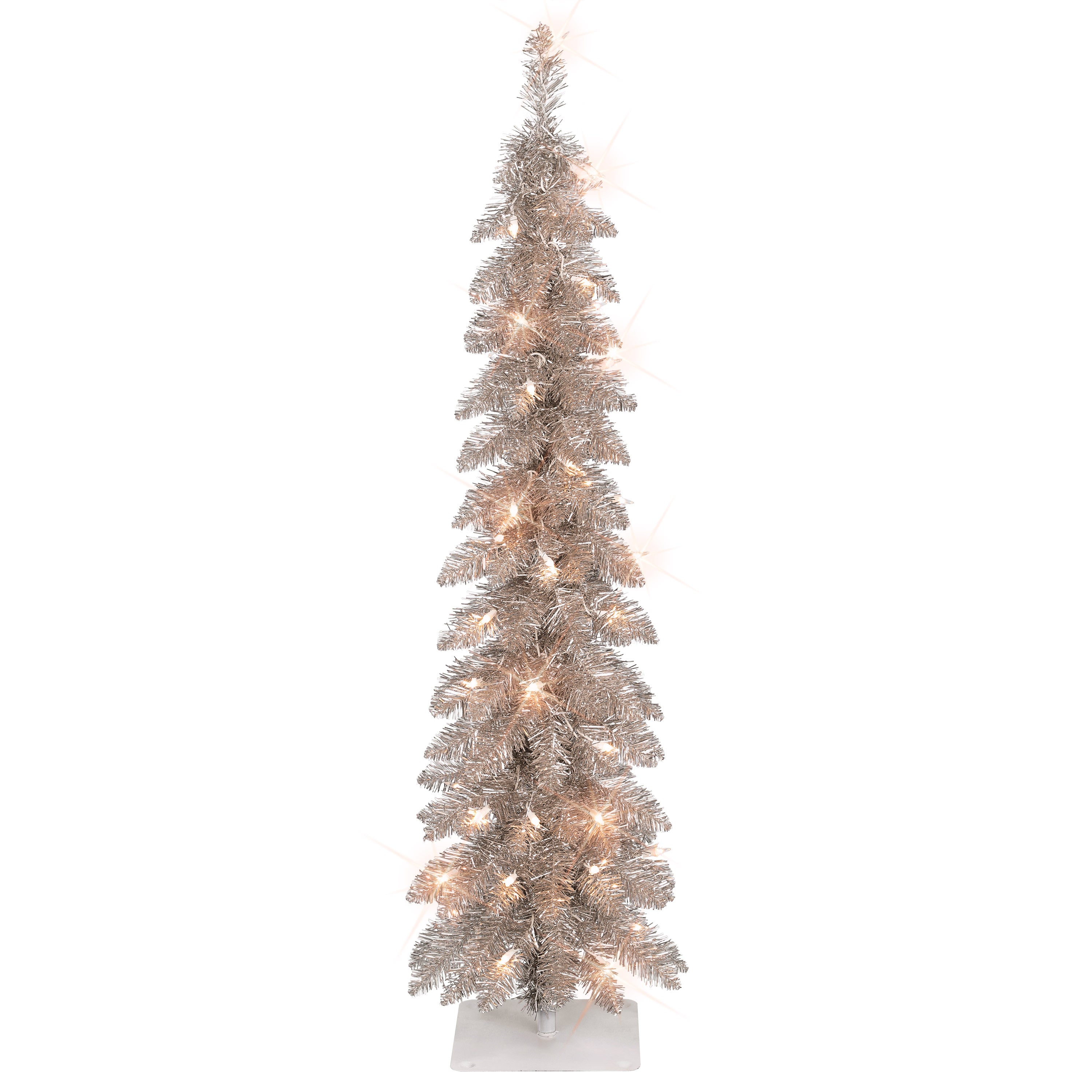 4 ft Pre-Lit Rose Gold Artificial Alpine Pencil Tree 01063A-TP40C05-RG