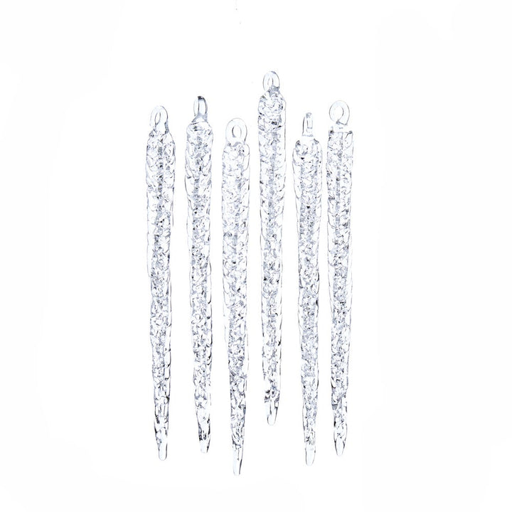 6" Spun Glass Icicle Ornament Pack, 6pc #D3571