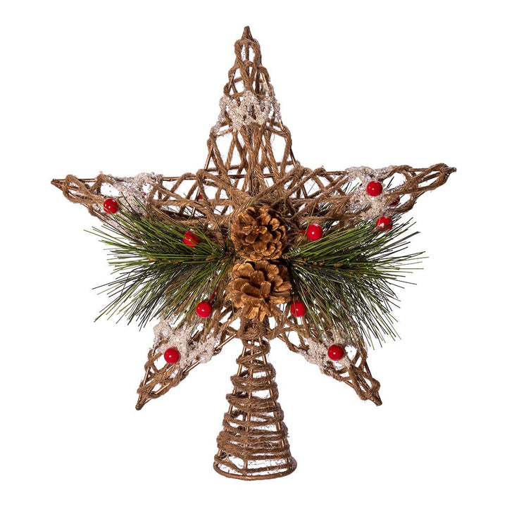 Kurt Adler 11-Inch Natural Star with Pinecones Treetop