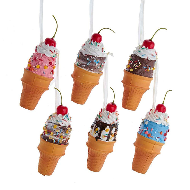 6" Ice Cream Cone Ornament, 6 Assorted #D3988