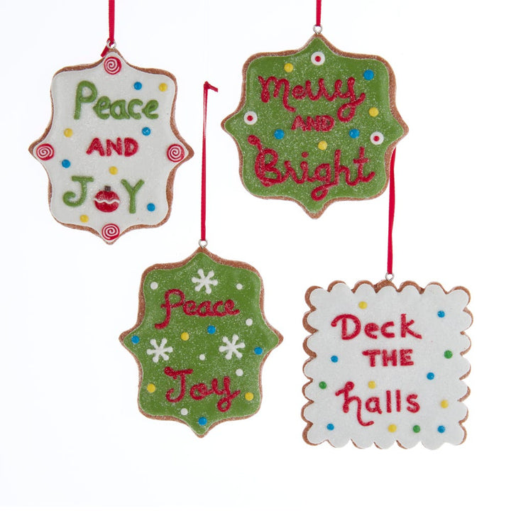 3.5" Cookie with Christmas Greeting Frosting Ornament, 4 Assorted #D4066