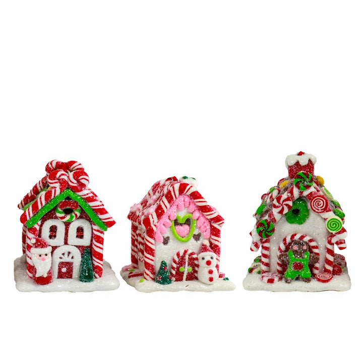 Kurt Adler 3.5-Inch Battery-Operated Gingerbread LED Candy House, 3 Piece Set